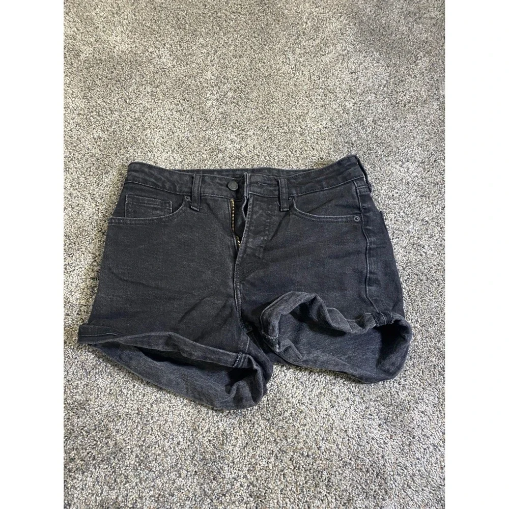 Old Navy OG Straight Denim Shorts Womens 4 High Rise Washed‎ Black Cuffed Jean
